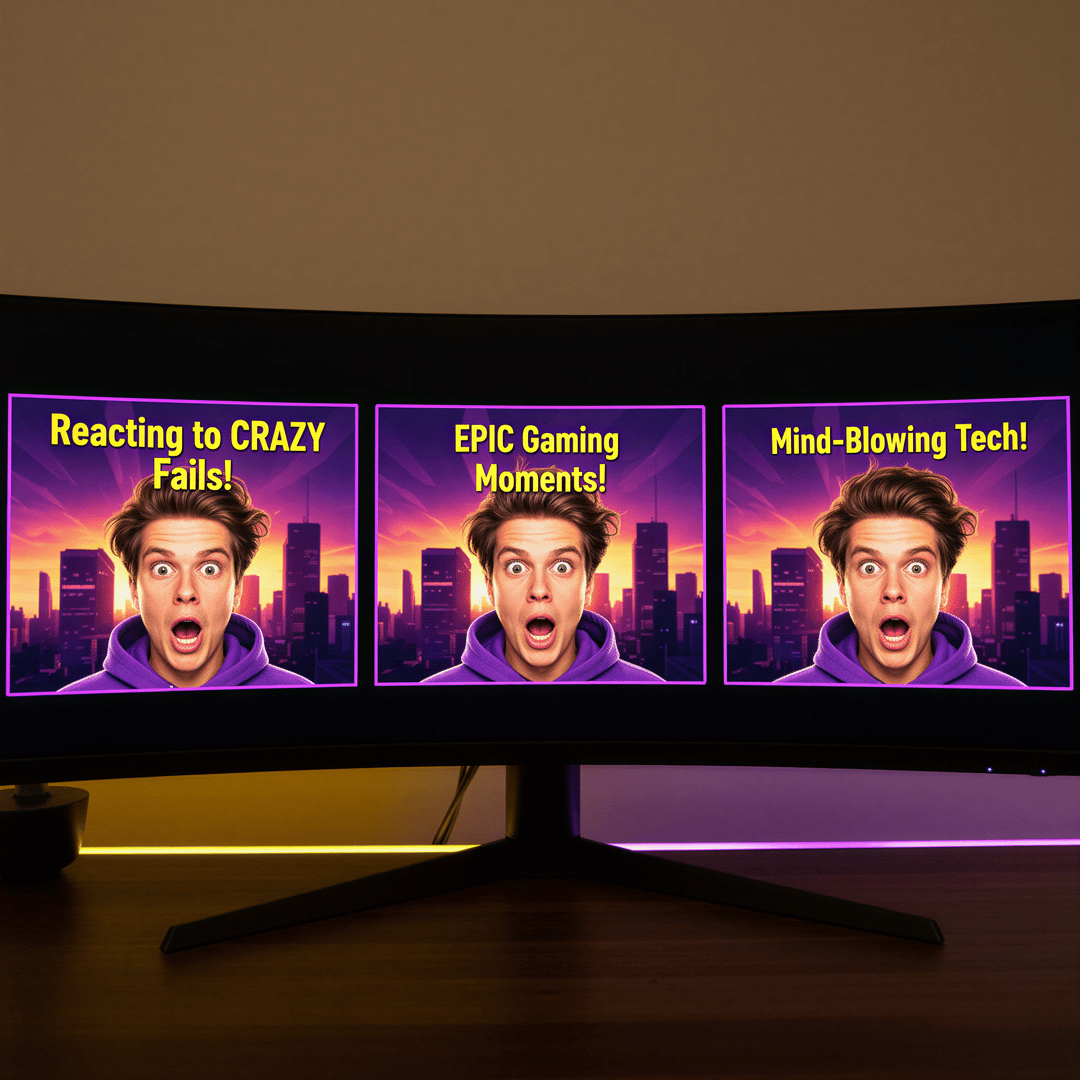 Three YouTube thumbnails side-by-side demonstrating highly consistent visual branding in colors, layout, and creator expression.