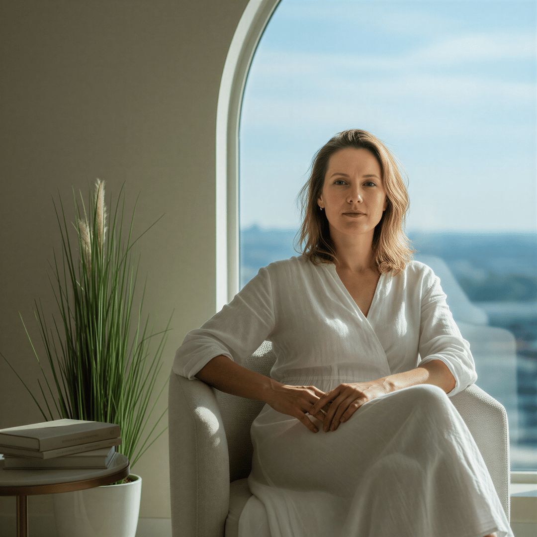 Empowering boudoir portrait of a woman radiating independence and new beginnings after divorce finalization.