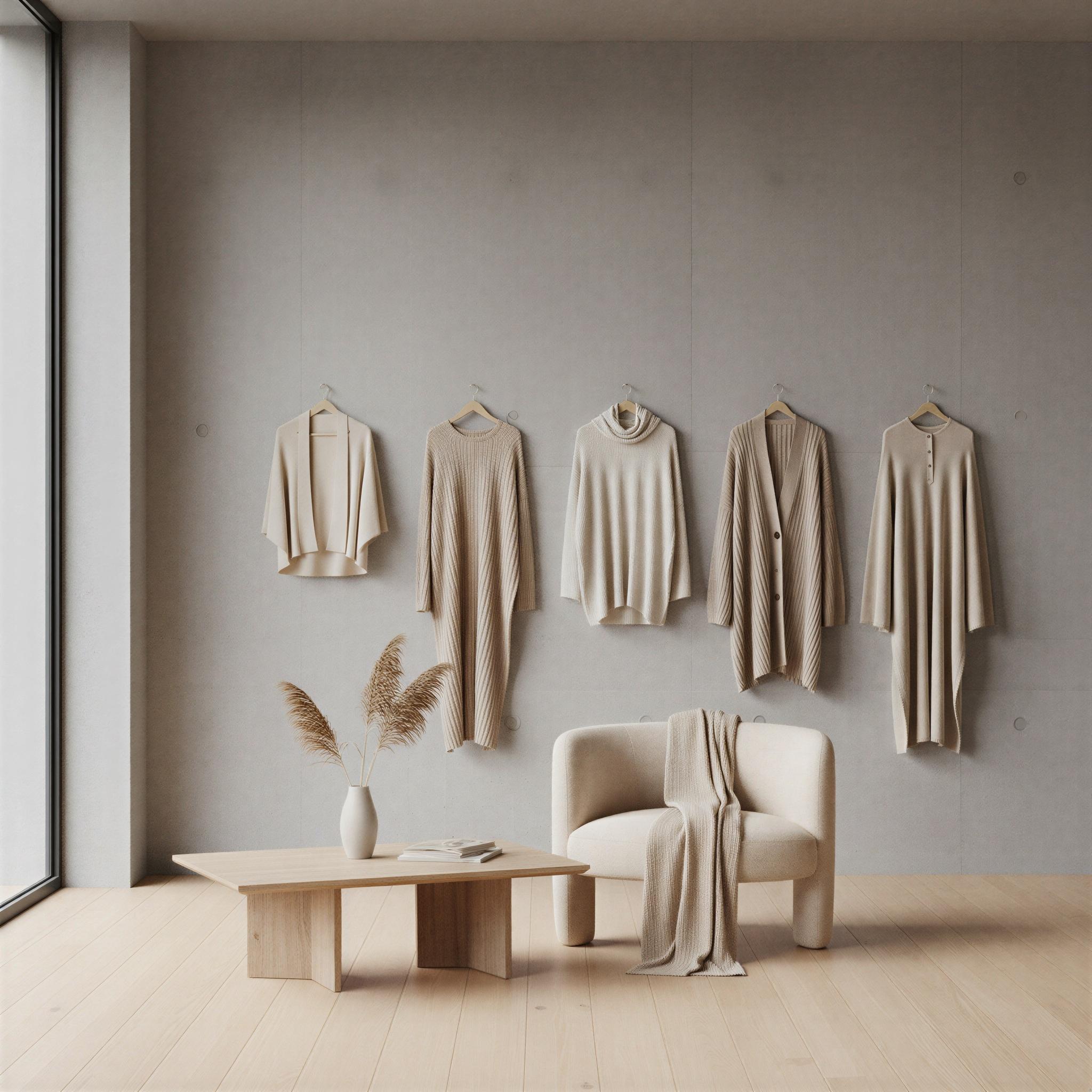 Quiet luxury aesthetic photography, minimalist neutral studio, soft diffused natural light illuminating cashmere textures, beige and ivory palette, architectural simplicity, serene and understated mood, perfect clean lines, sophisticated composition, unbranded elegance, high-end editorial quality