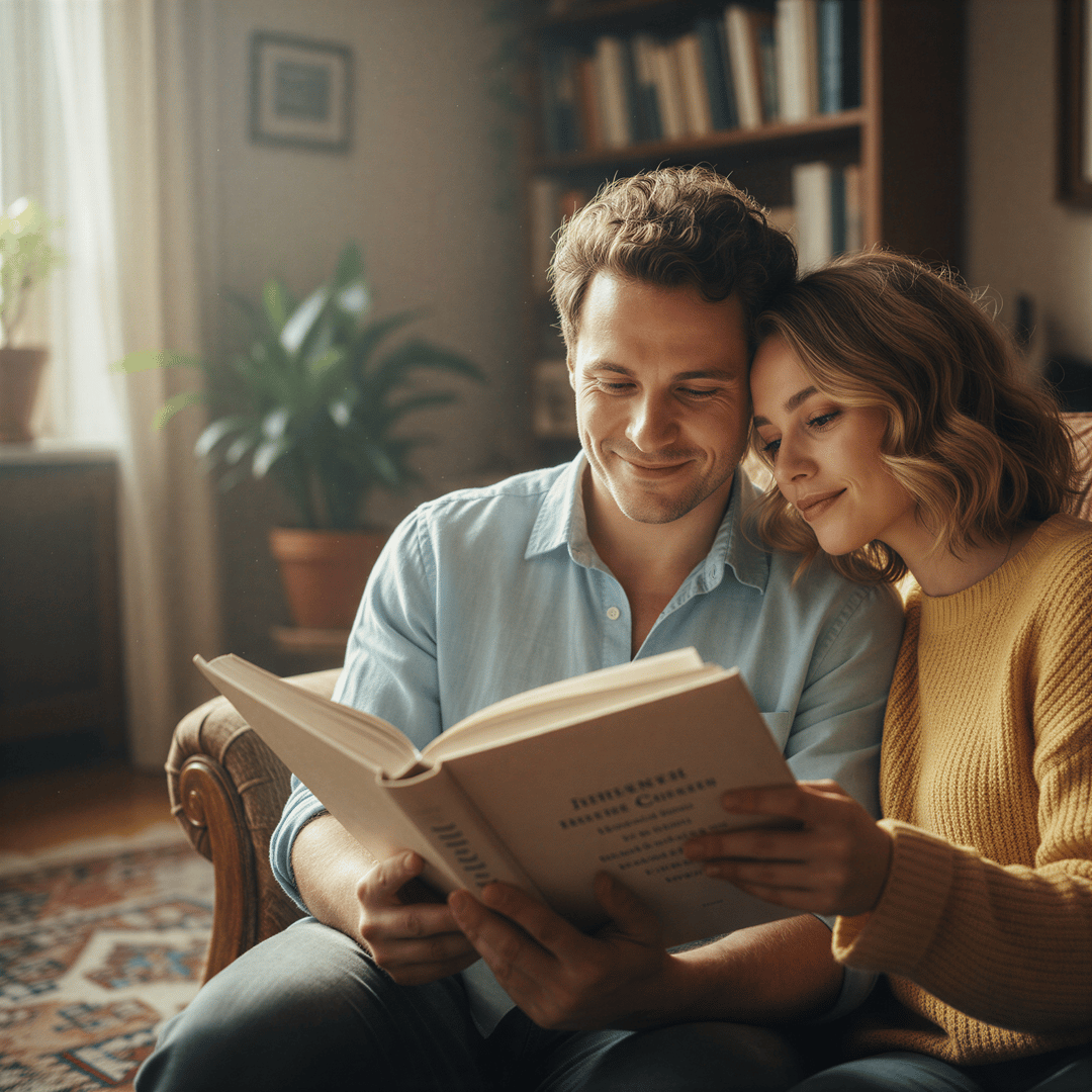 A couple sharing a genuine, unposed moment of connection, emphasizing authentic intimacy without an audience.